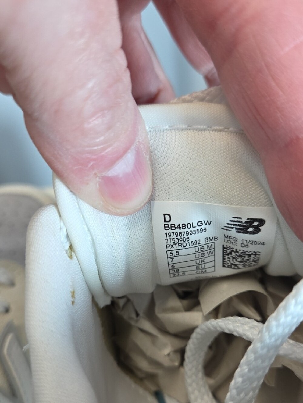 New Balance 480 Suede & Leather Low-Top Sneakers In Rain Cloud / Linen Size 7W - Picture 8 of 8